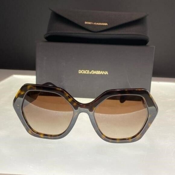 💯 - New Authentic DOLCE & GABBANA Gradient Brown Irregular Ladies Sunglasses - Picture 4 of 14